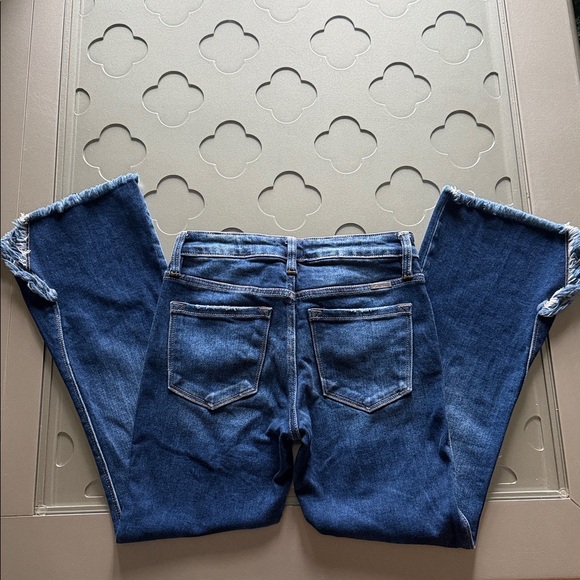 KANCAN Dark Wash Bootcut Jeans Frayed Hem Stretch Size 25 Flare Denim - Picture 10 of 16